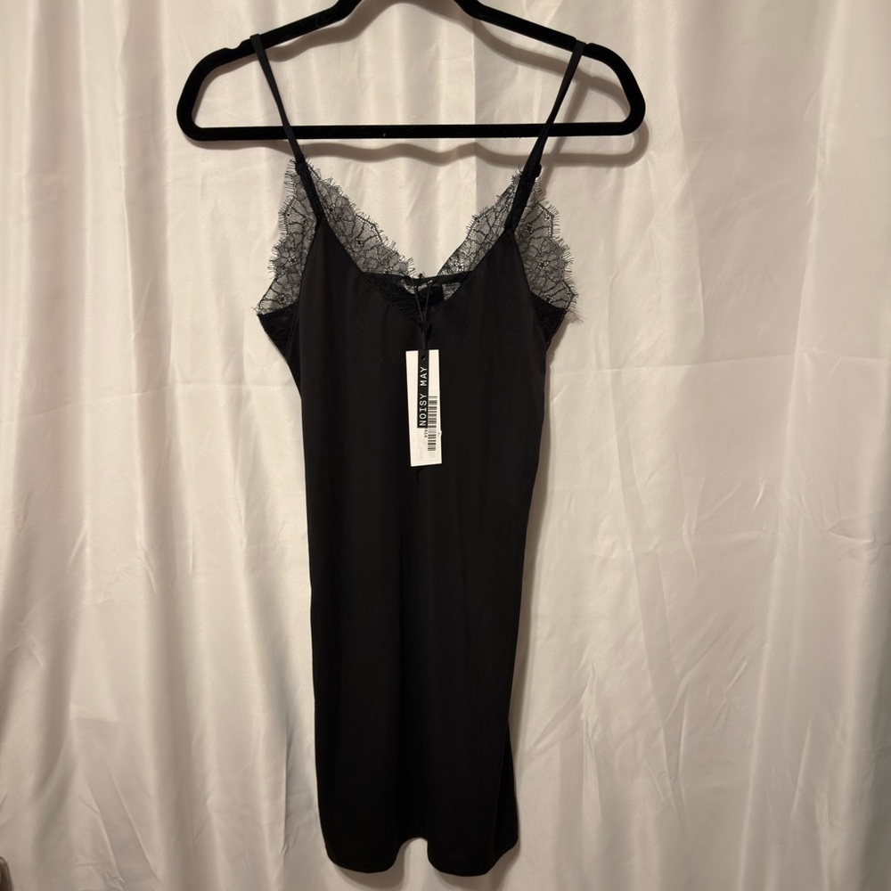 Noisy May NWT Black Lace Cocktail Slip Mini Dress size small - Picture 5 of 12